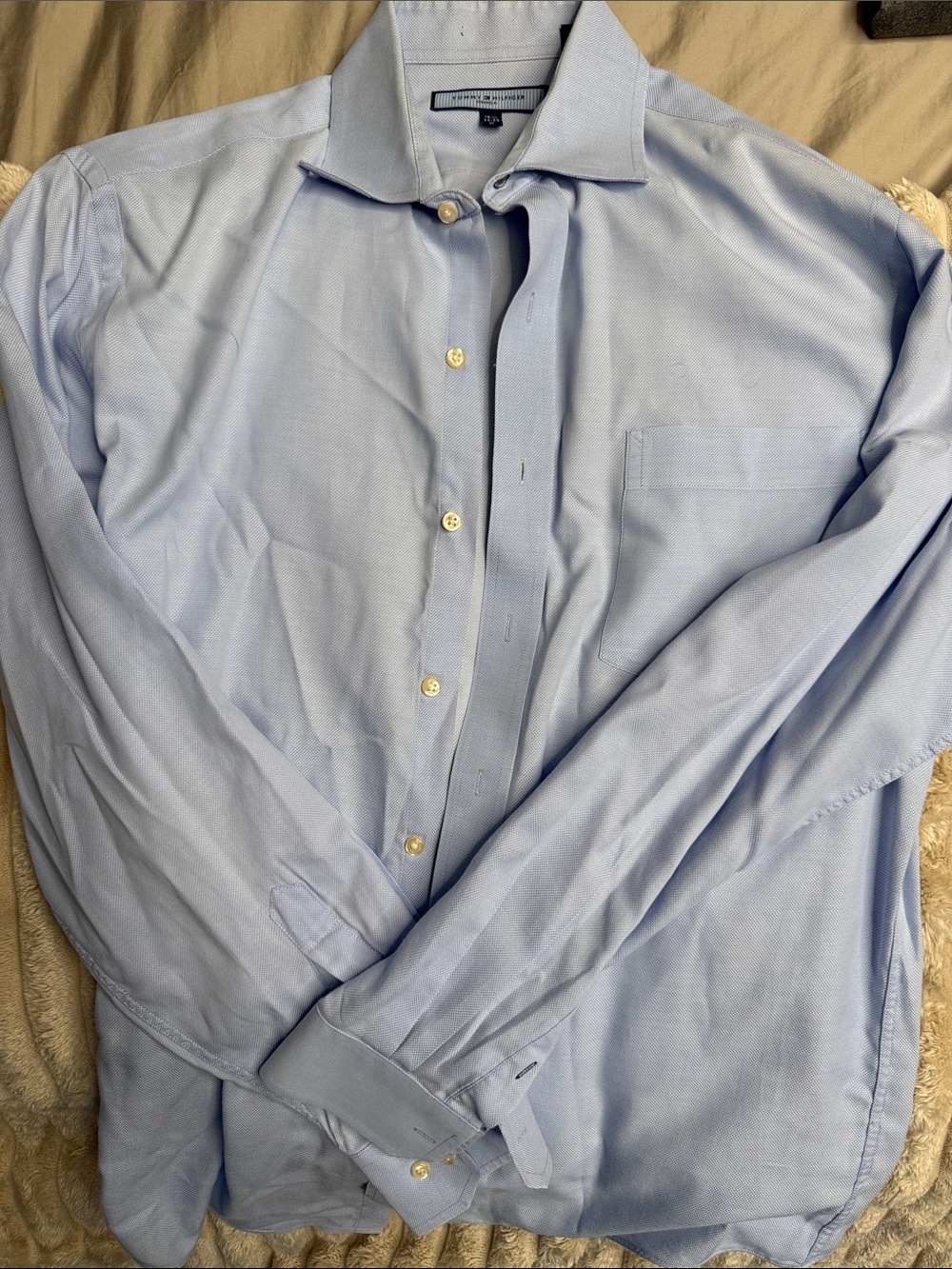 Tommy Hilfiger Light Blue Men's Dress Shirt - Spread Collar
